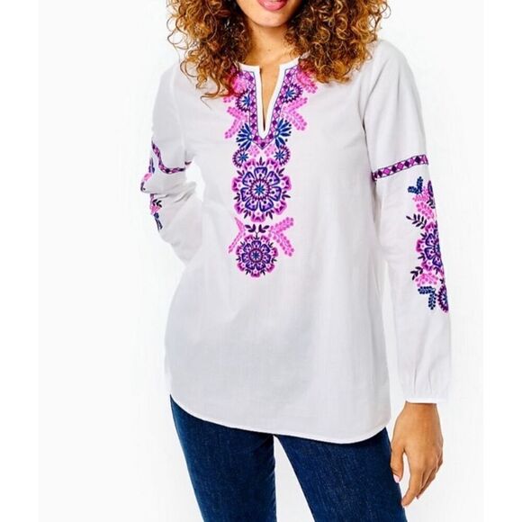 Lilly Pulitzer NWT Coretta Embroidered Tunic Blouse Boho size XXS - Picture 1 of 12